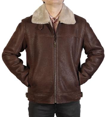 Straight Zip Premium Quality Sheepskin Flying Jacket - SL1159